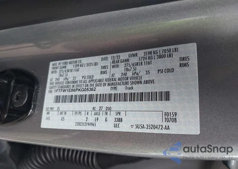 2023 Ford F-150 Xlt z USA, uszkodzony, nr VIN 1FTFW1E86PKG05362